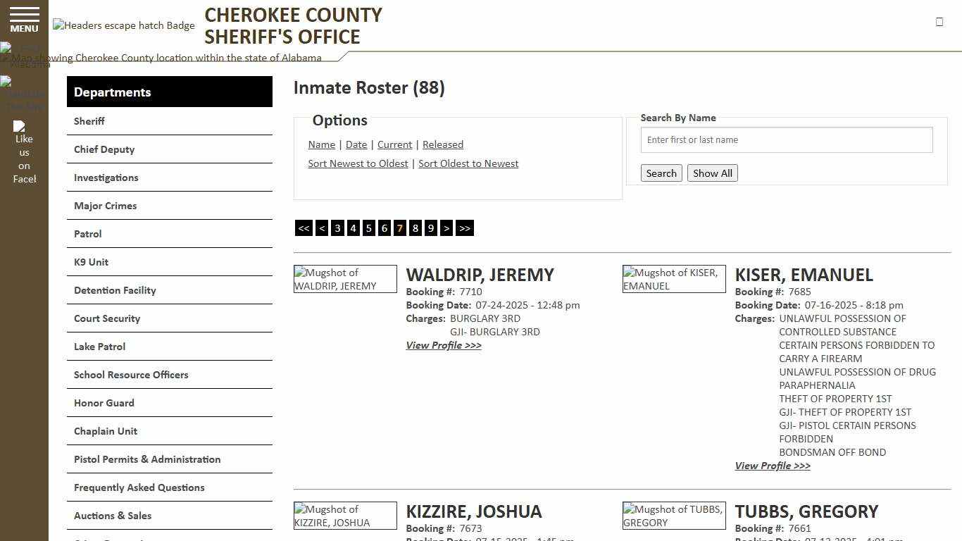 Inmate Roster - Page 7 Current Inmates Booking Date Descending - Cherokee County Sheriff AL