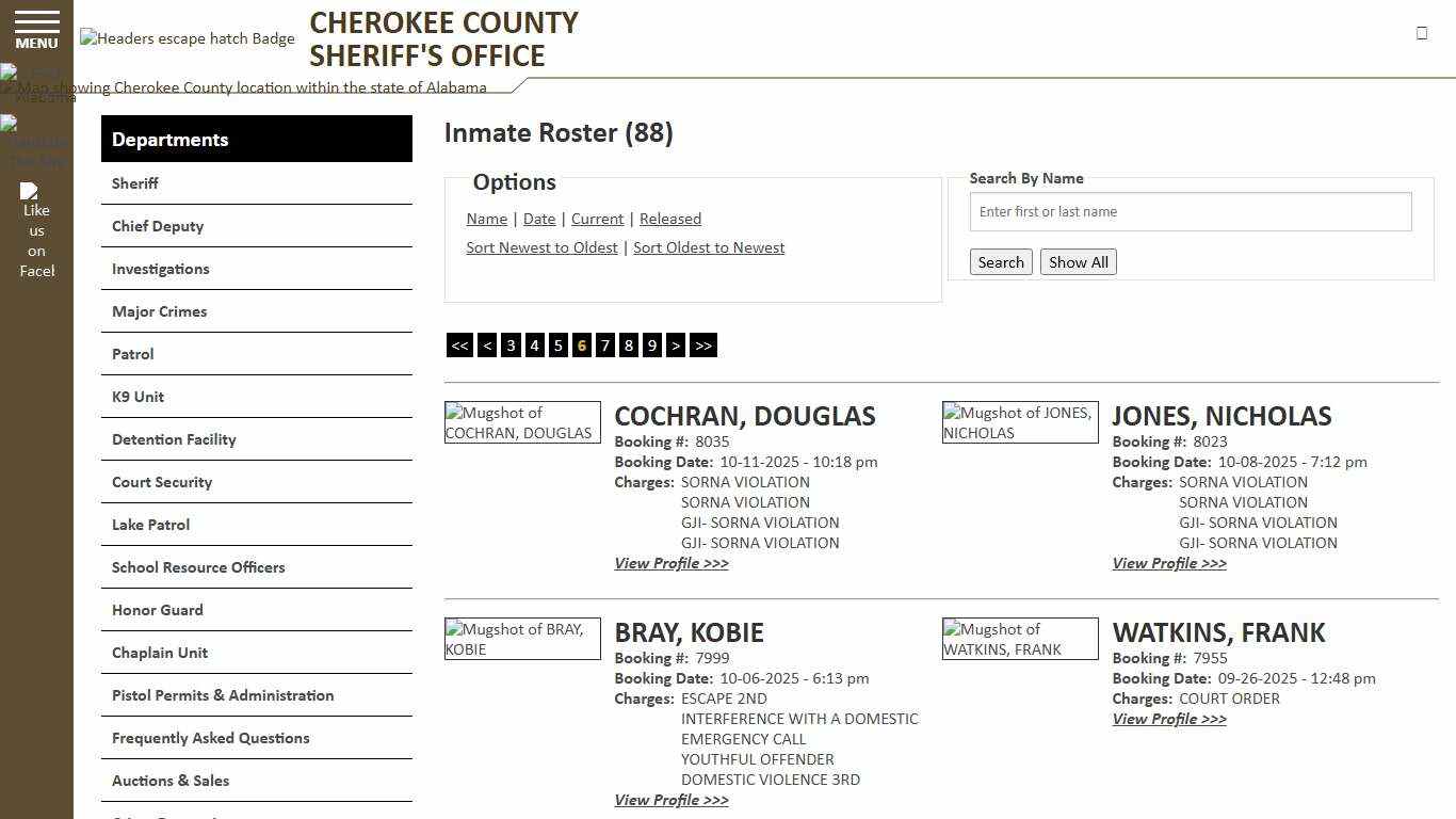 Inmate Roster - Page 6 Current Inmates Booking Date Descending - Cherokee County Sheriff AL