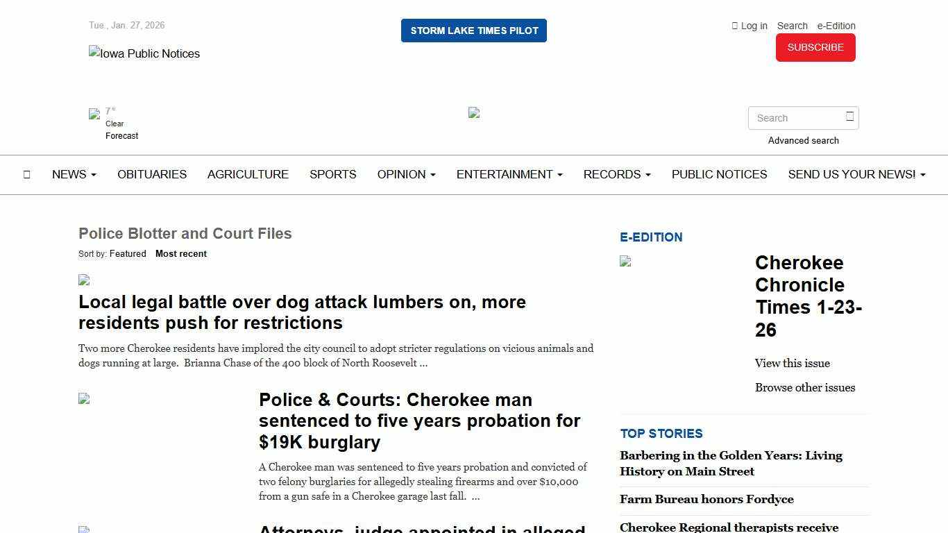 Police Blotter and Court Files - The Cherokee Chronicle Times