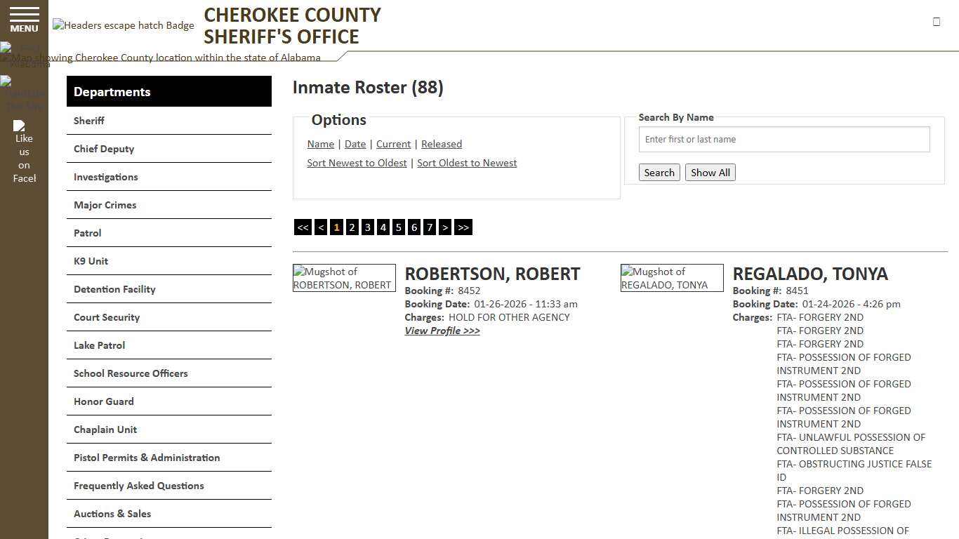 Inmate Roster - Current Inmates Booking Date Descending - Cherokee County Sheriff AL