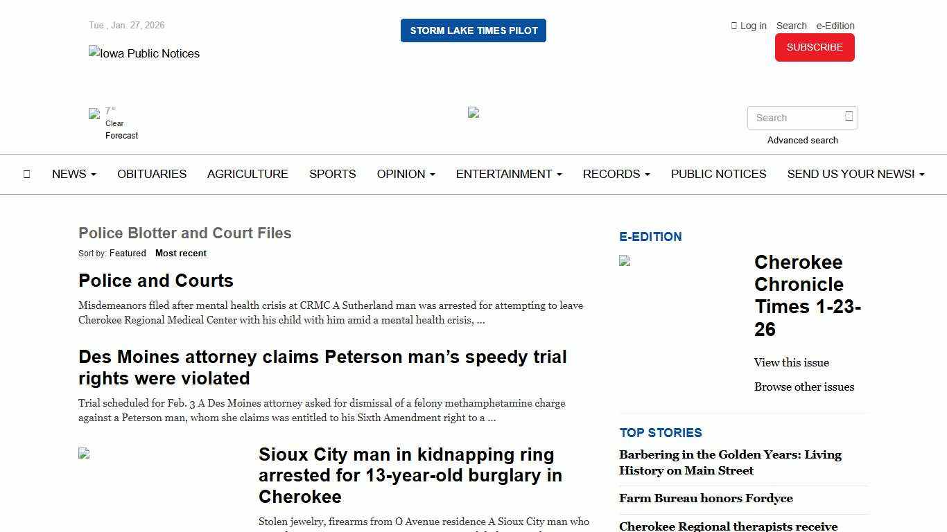 Police Blotter and Court Files - The Cherokee Chronicle Times